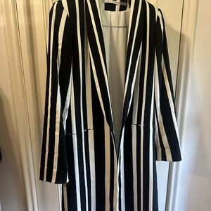 Alice+Olivia Black and White Striped Coat